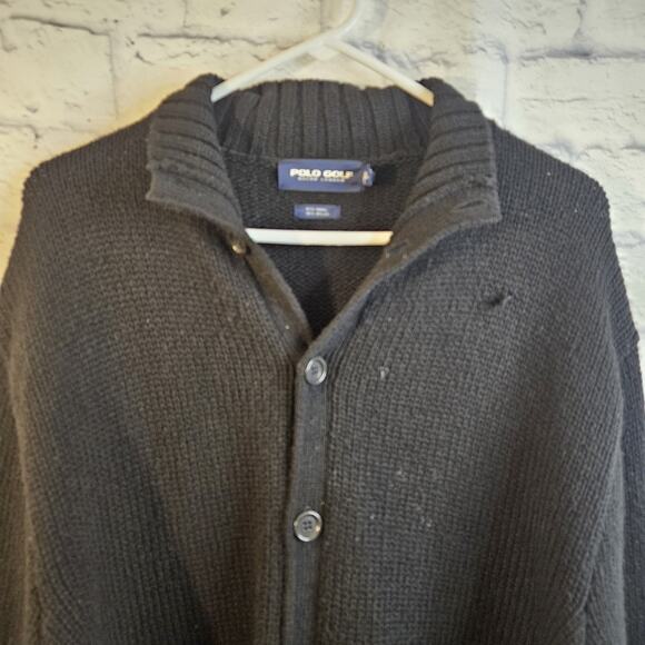 Vintage Polo Golf Ralph Lauren Sweater XL Black Shawl Collar Cardigan - Picture 2 of 9